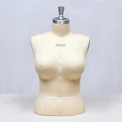 DE-LIANG Mannequin de luxe pour femme grande taille avec bras dorés, mannequin de présentation de torse en daim rose, modèle de présentation de torse de mannequin grande taille