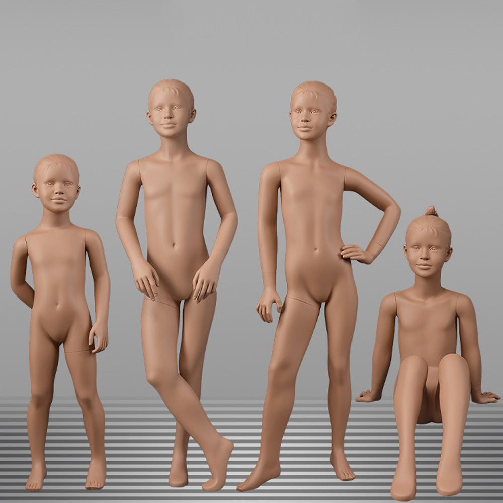Brown Kids Full Body Mannequin with Arms and Base