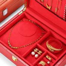 Load image into Gallery viewer, Leather Double Layer Large Capacity Jewelry Box Jewelry Box Ring Bracelet Necklace Storage Box Birthday Gift Box DL07001
