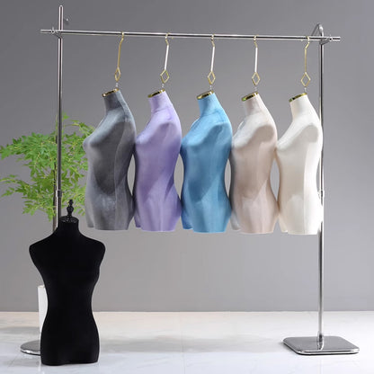 DE-LIANG Colorful Velvet Adult Female Hanging Mannequin,Bridal Dress Form,Manikin Model for Wedding Display, Hanging Manneuin With Hook DL0159