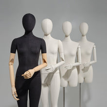 Load image into Gallery viewer, Luxury Linen Female Full Body Mannequin,Black/White Standing Dress From Torso,Display Model with Wooden Arms for Clothing,Dress Display
