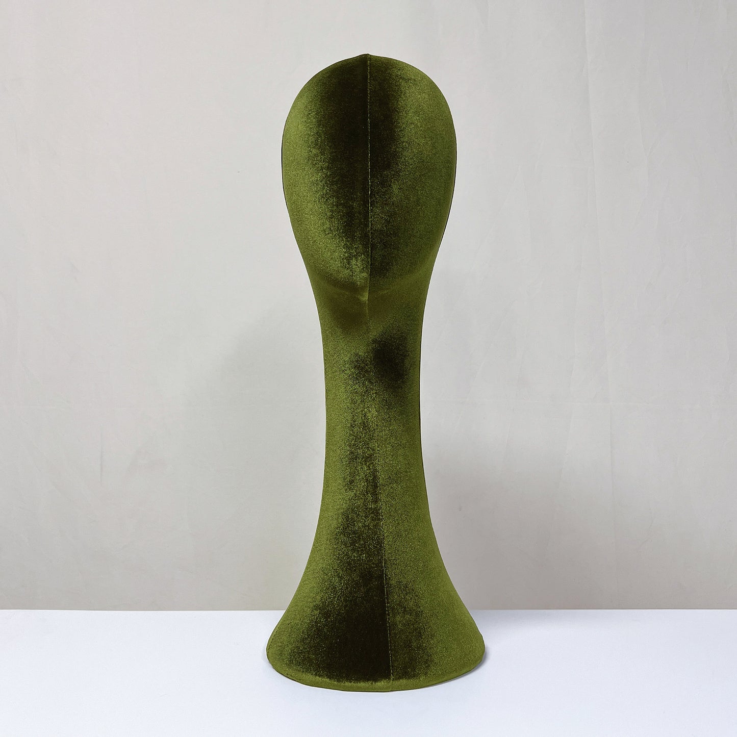 Luxurious Olive-Green Velvet Head Model, Can Pinnable Cloth Head Mannequin, Head Hat Stand/Display, Lace Head Wig Stand, Hat Rack W/ Fabric