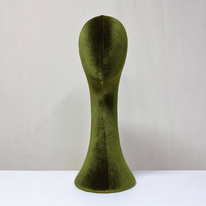 Luxurious Olive-Green Velvet Head Model, Can Pinnable Cloth Head Mannequin, Head Hat Stand/Display, Lace Head Wig Stand, Hat Rack W/ Fabric DE-LIANG