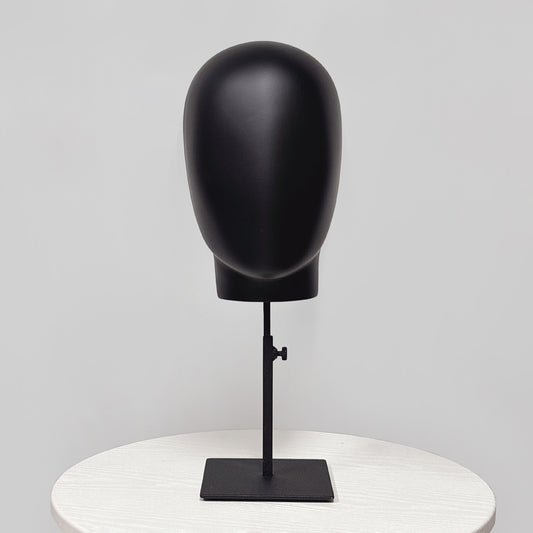 DE-LIANG Matte Black Fiberglass Mannequin Head – Adjustable Display Stand for Wigs, Hats, Headpieces, Sunglasses & Jewelry | Retail Store & Window Display Prop