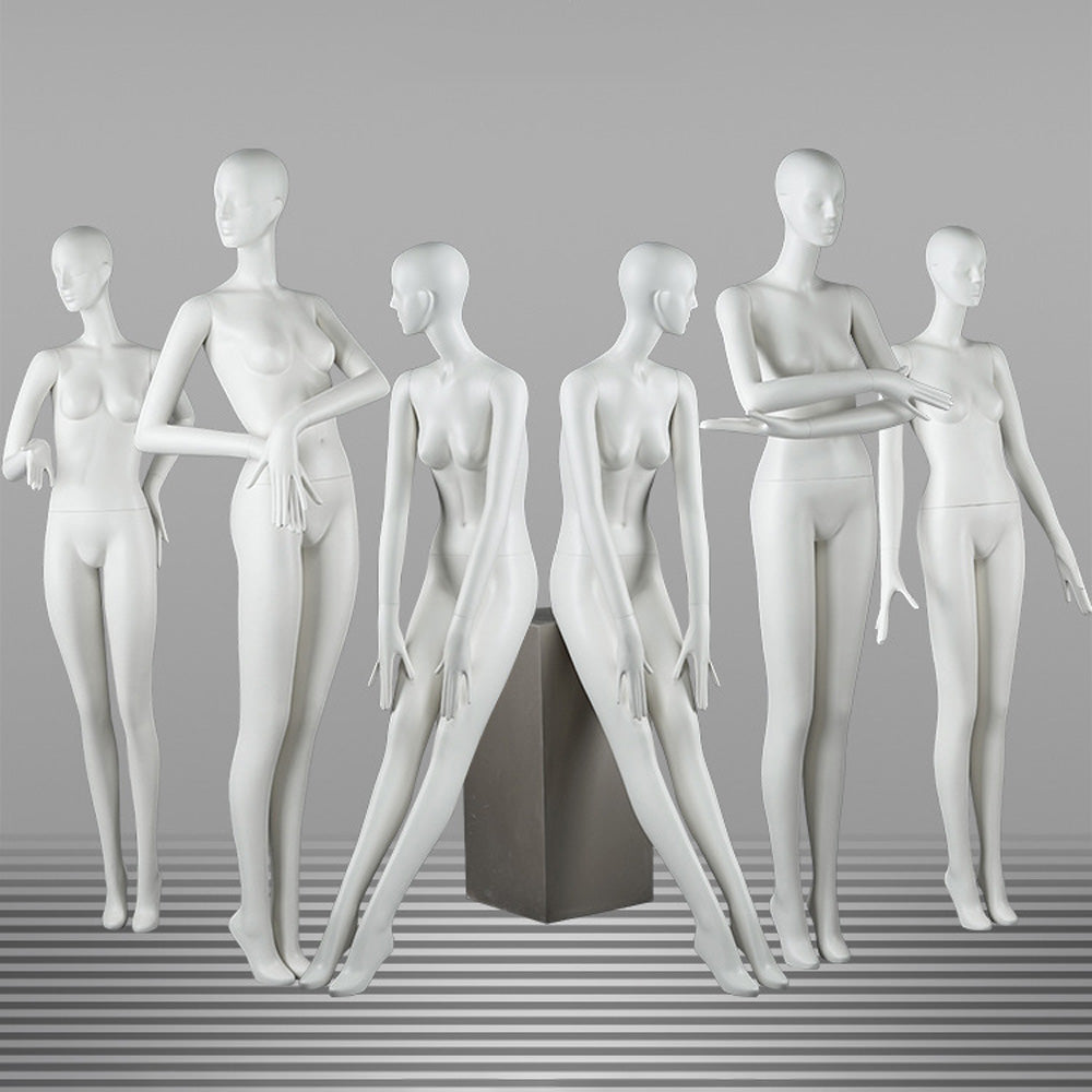 DE-LIANG Female Full Body Mannequins,Matte White Fiberglass Realistic Dress Form Display | Elegant Standing & Sitting Window Display Model for Clothing Stores, Boutiques