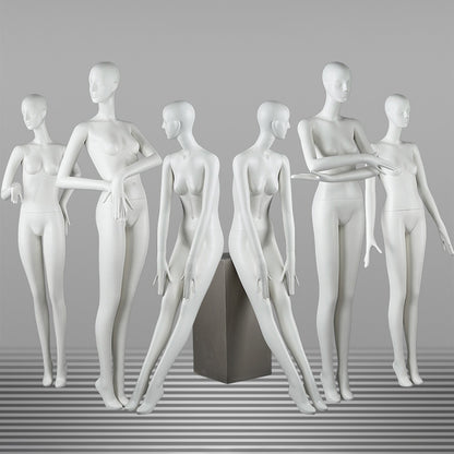 DE-LIANG Female Full Body Mannequins,Matte White Fiberglass Realistic Dress Form Display | Elegant Standing & Sitting Window Display Model for Clothing Stores, Boutiques