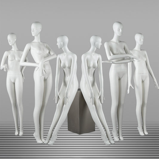 DE-LIANG Female Full Body Mannequins,Matte White Fiberglass Realistic Dress Form Display | Elegant Standing & Sitting Window Display Model for Clothing Stores, Boutiques