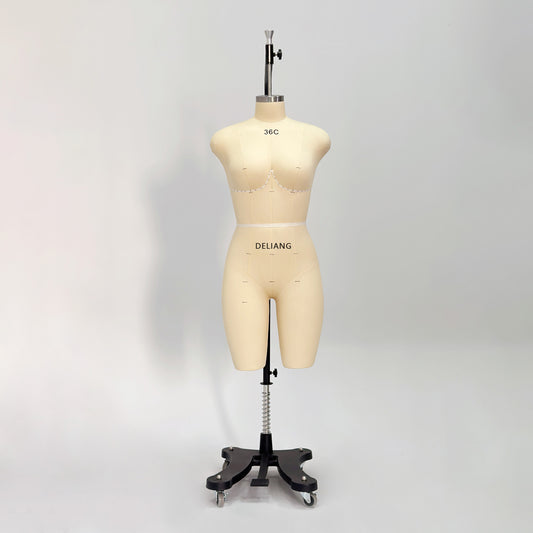 DE-LIANG Professional 36C Female Dress Form with Marking Lines – Fiberglass Tailor Dummy for Draping (Torso Only)