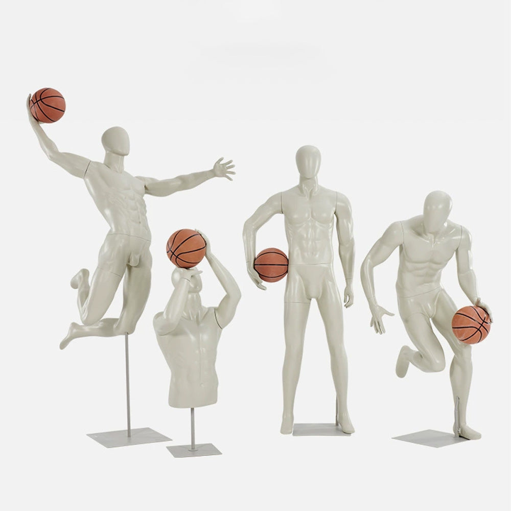 DE-LIANG Male Basketball Sport Mannequins,Grey Fitness Dress Form Mannequin Torso Full Body for Window Display,Sportwear