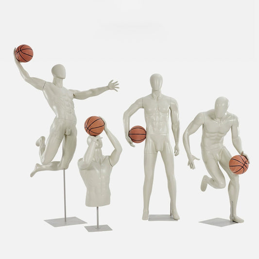 DE-LIANG Maniquíes deportivos de baloncesto masculino, maniquí de fitness gris con torso completo para escaparate, ropa deportiva