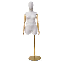 Load image into Gallery viewer, Adult Female Plus Size Mannequin Torso Display Dummy,Bamboo Linen Fabric Clothing Dress Form,Adult Props with Wooden Arms,Window Display
