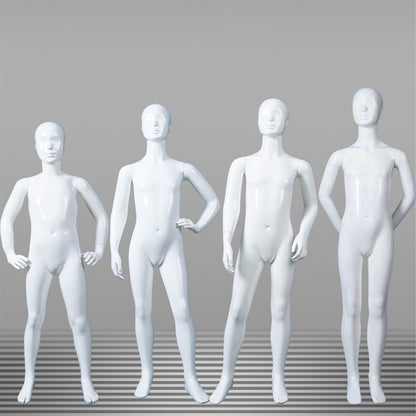 Glossy White Kids Full Body Mannequin with Arms and Base