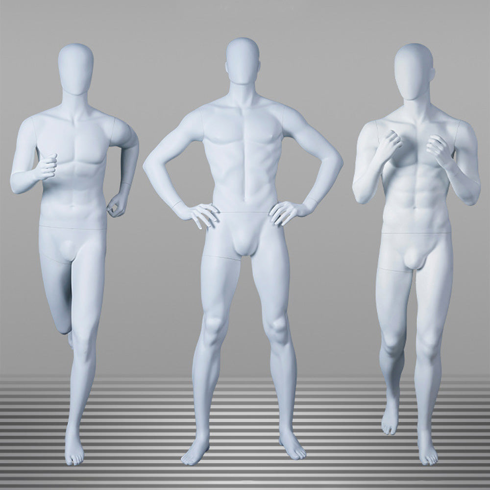 DE-LIANG Male Full Body Mannequin | White Sports Mannequin for Gym & Athletic Apparel | Running & Sportswear Display