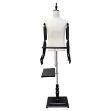 Load image into Gallery viewer, Male half body adjustable height fabric mannequin, window display rack adult men torso, dress form for clothes display with Shoes Rackd DLMH340-LINEN-BEIGE
