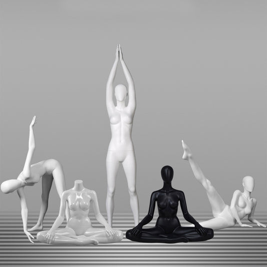 DE-LIANG Female Yoga Mannequin Full Body Fiberglass Display Model,Fitness Sports Pose Mannequin for Gym, Yoga Apparel, Activewear & Window Display