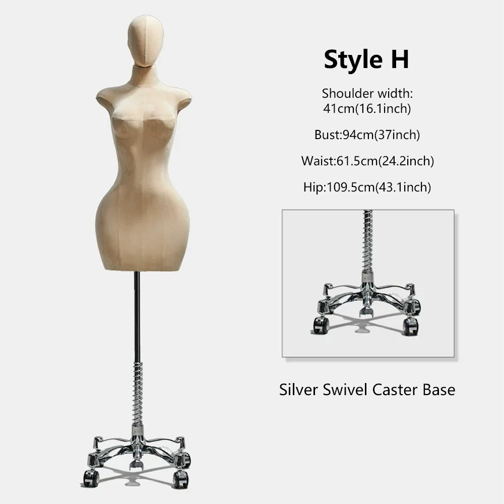 DE-LIANG Curvy Velvet-Wrapped Female Mannequin Half Body for Boutique & Store Display