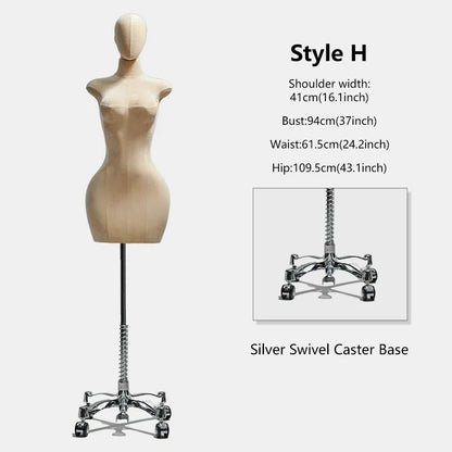DE-LIANG Curvy Velvet-Wrapped Female Mannequin Half Body for Boutique & Store Display
