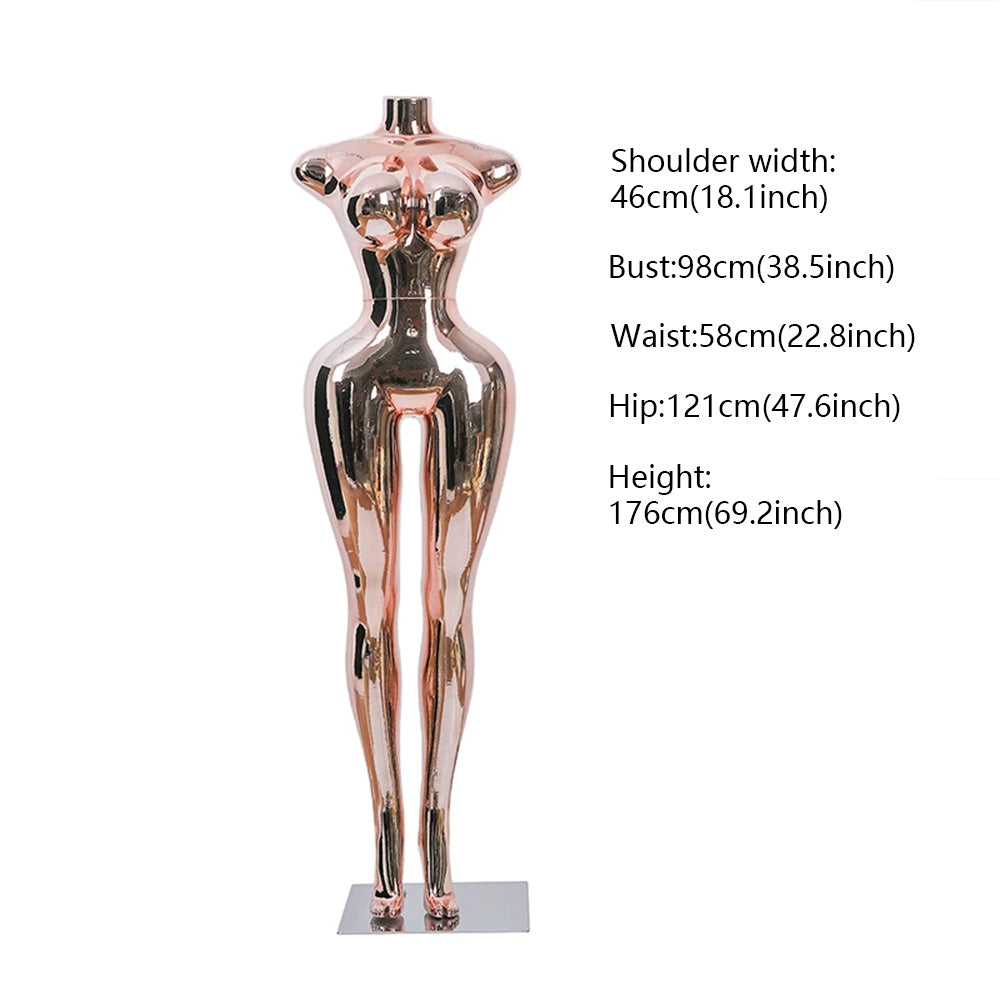 Professional Chrome Plated Female Mannequin - Full Body Dress Form Display Stand for Retail & Boutique