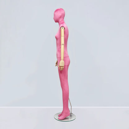 Luxury Matte Flannel Female Mannequin | Articulated Wooden Arms | DE-LIANG