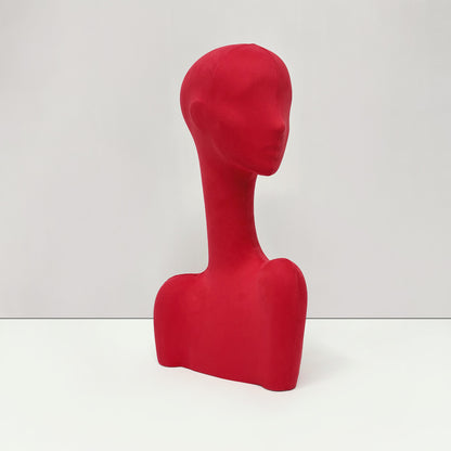 DE-LIANG Swan Neck Velvet Mannequin Head, Fiberglass Wig & Jewelry Display