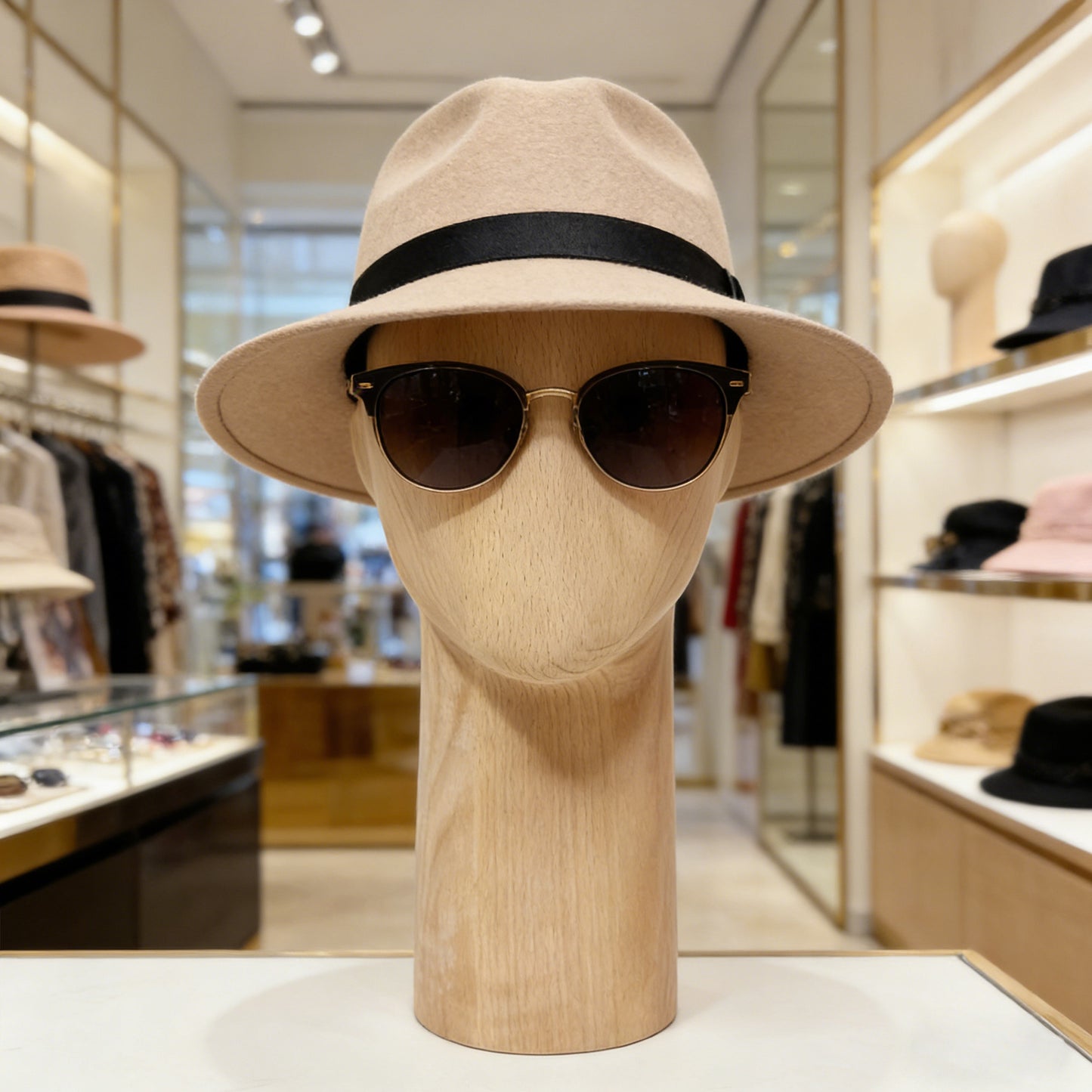 Wooden Mannequin Head Stand | Wig Hat Glasses Tie Display | DE-LIANG