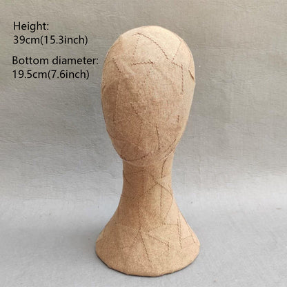 DE-LIANG Handcrafted Kraft Paper & Linen Mannequin Head, Pin-Insert Wig & Hat Display