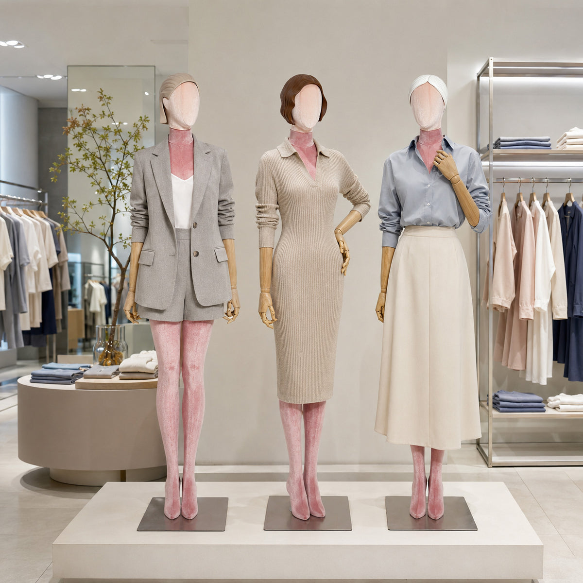 DE-LIANG Full Body Fabric Velvet Flocked Mannequin for Retail Boutique Window Displays