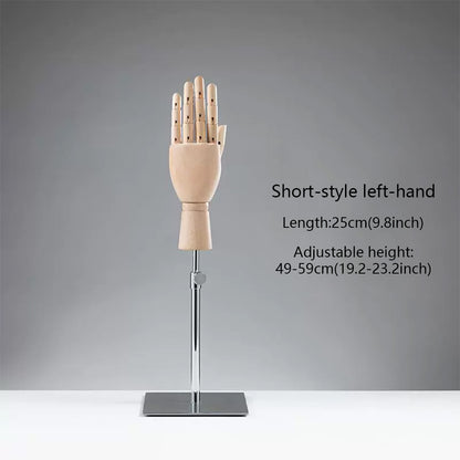 DE-LIANG Wooden Articulated Hand Mannequin with Stand – Jewelry & Bag Display Prop