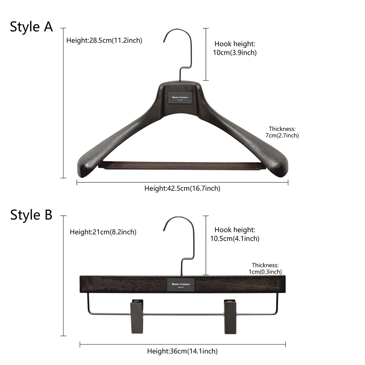 DE-LIANG Black Plastic Suit Hanger with Crossbar – Heavy-Duty Clothes & Coat Hanger for Jackets, Pants, and Suits, Custom Logo Available