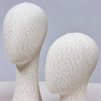 DE-LIANG luxury Pinnable Linen Mannequin Head: Fashion Style Jewelry, Wig, Hat, Sunglasses, Sarves Display