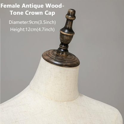 DE-LIANG Wooden Mannequin Head Cap for Clothing Store Boutique Display Dress Form