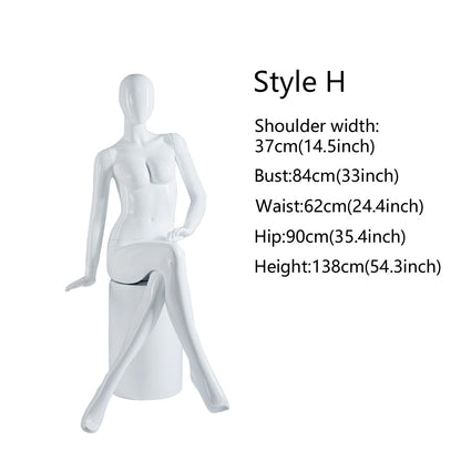 DE-LIANG Matte White / Rose Gold Female Full Body Mannequin - Lingerie Display Prop Standing Sitting Pose