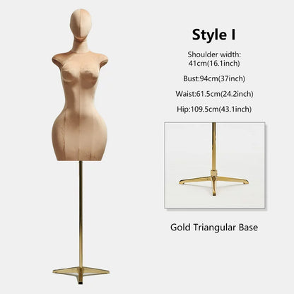 DE-LIANG Curvy Velvet-Wrapped Female Mannequin Half Body for Boutique & Store Display