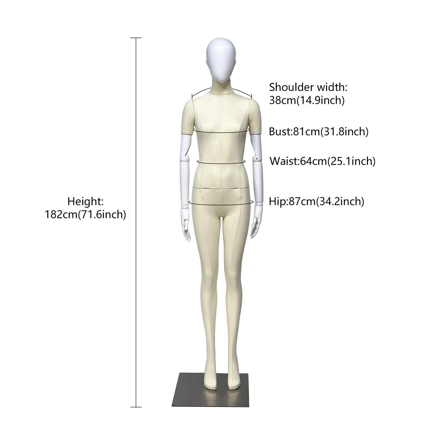 DE-LIANG Full Body Mannequin Adjustable Dress Form Retail Store Display Boutique Window