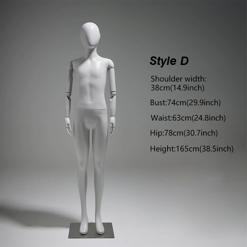 DE-LIANG Gray Youth Mannequin - Full Body Fiberglass Display Forms for Clothing Stores