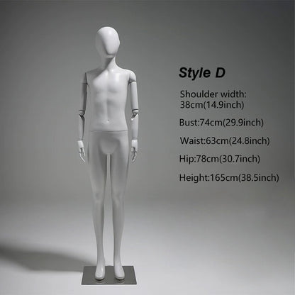 DE-LIANG Gray Youth Mannequin - Full Body Fiberglass Display Forms for Clothing Stores