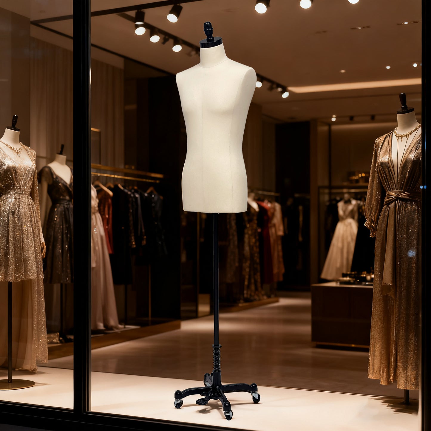 DE-LIANG Male Half Body Dress Form, Men Fabric Mannequin for Suit and Cloth Display