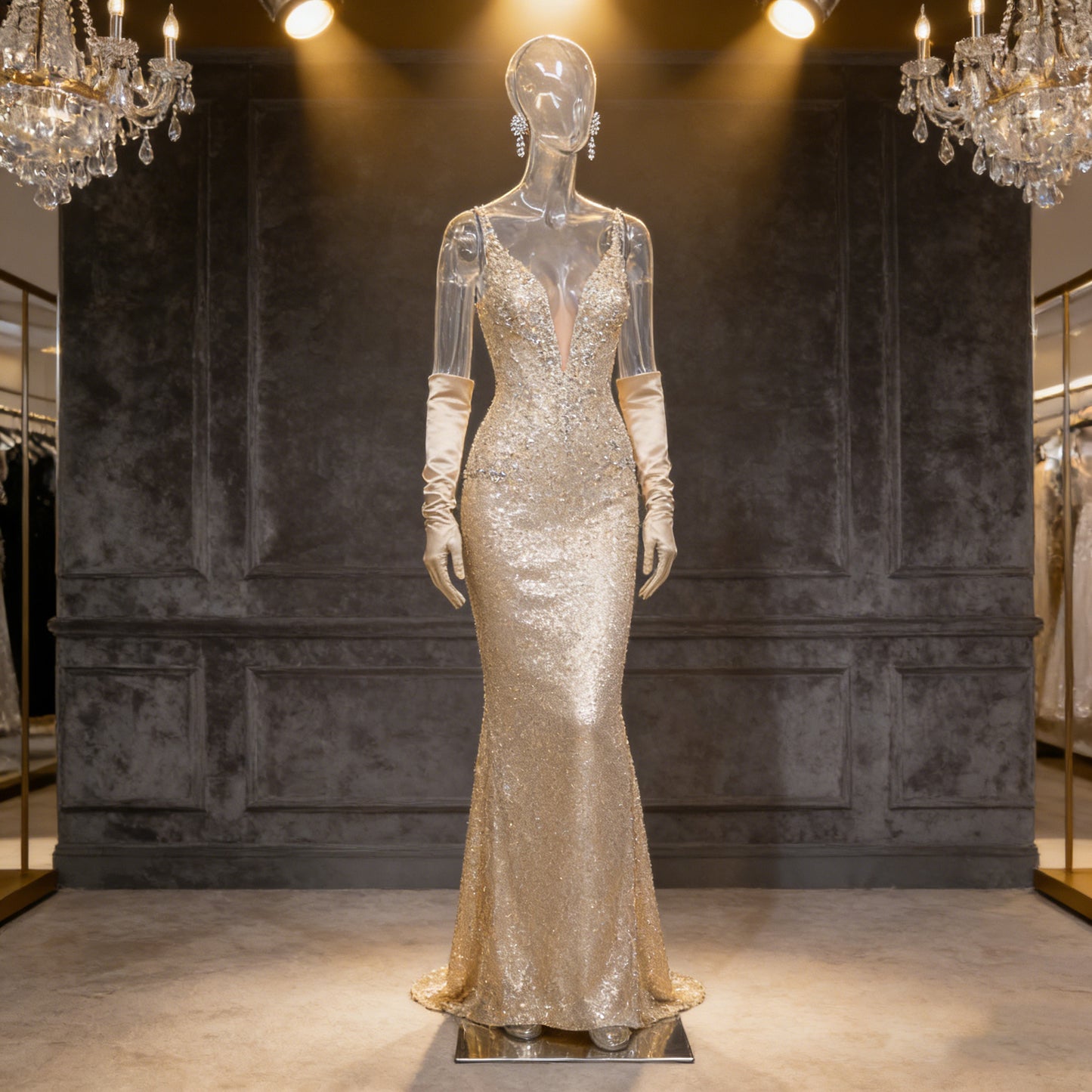 DE-LIANG Transparent Female Mannequin Full Body PE Display for Retail Store Photography