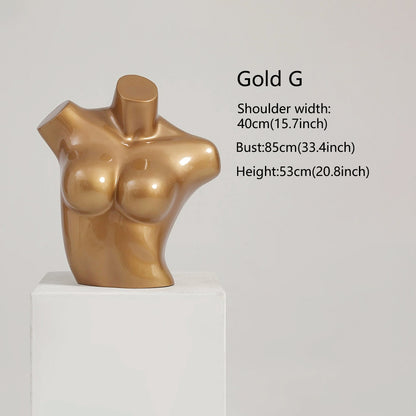 DE-LIANG Female Lingerie Display Form - White Gold Full Half Body Mannequin Bust Torso Hip Bra Panty Prop