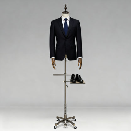 Male Half Body Mannequin, Men Suit Display Model with Wooden Arms and Cross Four-Wheel Base
