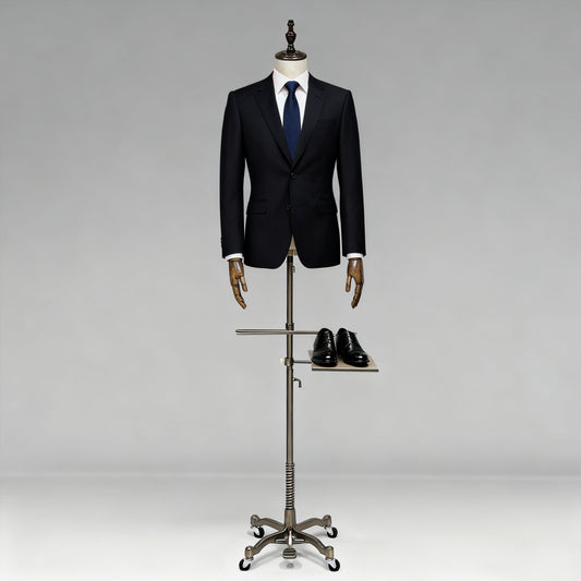Male Half Body Mannequin, Men Suit Display Model with Wooden Arms and Cross Four-Wheel Base