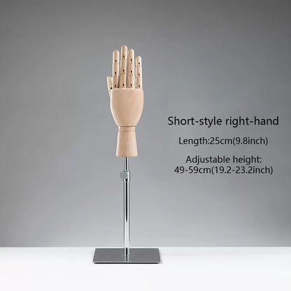 DE-LIANG Wooden Articulated Hand Mannequin with Stand – Jewelry & Bag Display Prop