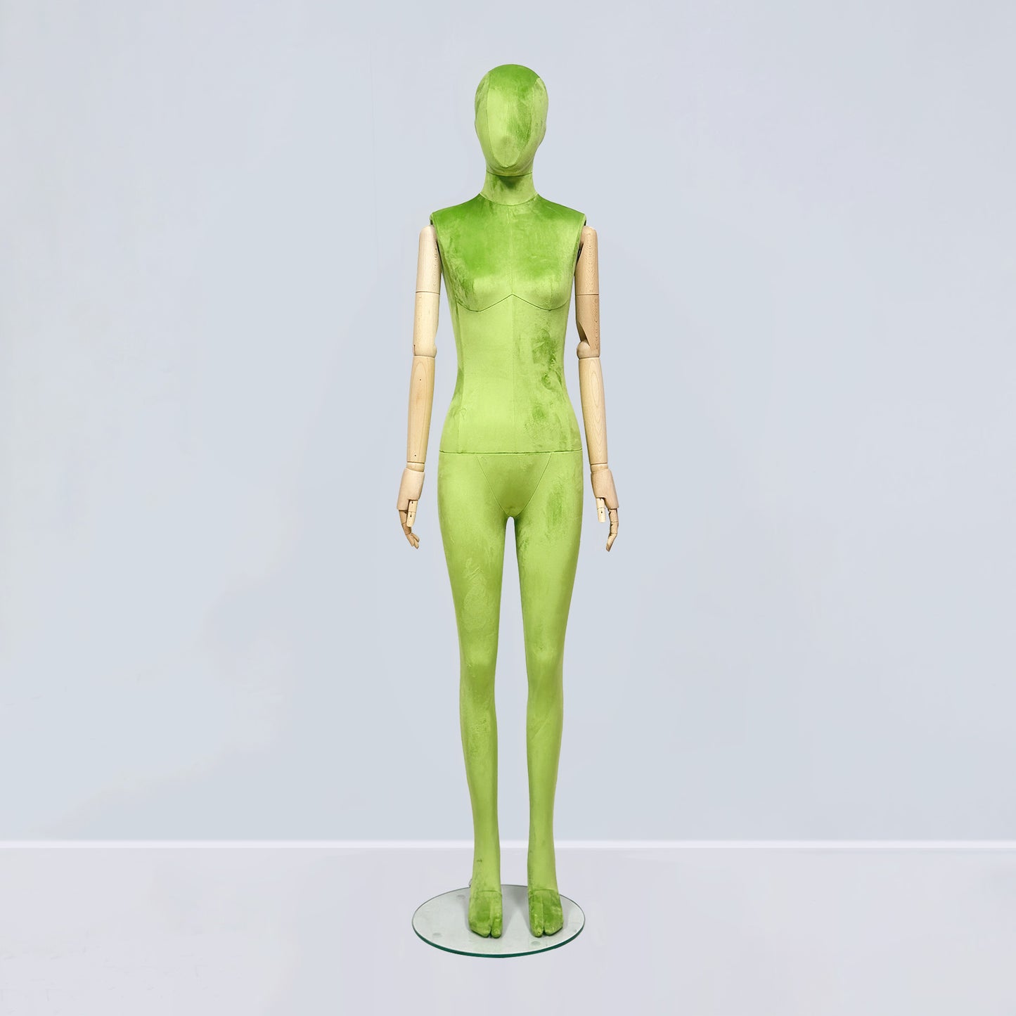 Luxury Matte Flannel Female Mannequin | Articulated Wooden Arms | DE-LIANG