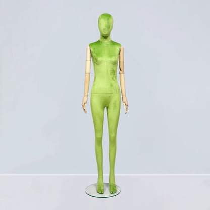 Luxury Matte Flannel Female Mannequin | Articulated Wooden Arms | DE-LIANG