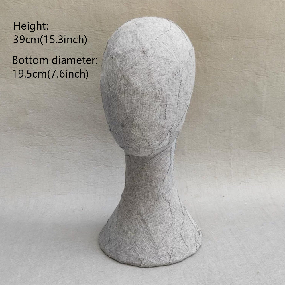 DE-LIANG Handcrafted Kraft Paper & Linen Mannequin Head, Pin-Insert Wig & Hat Display