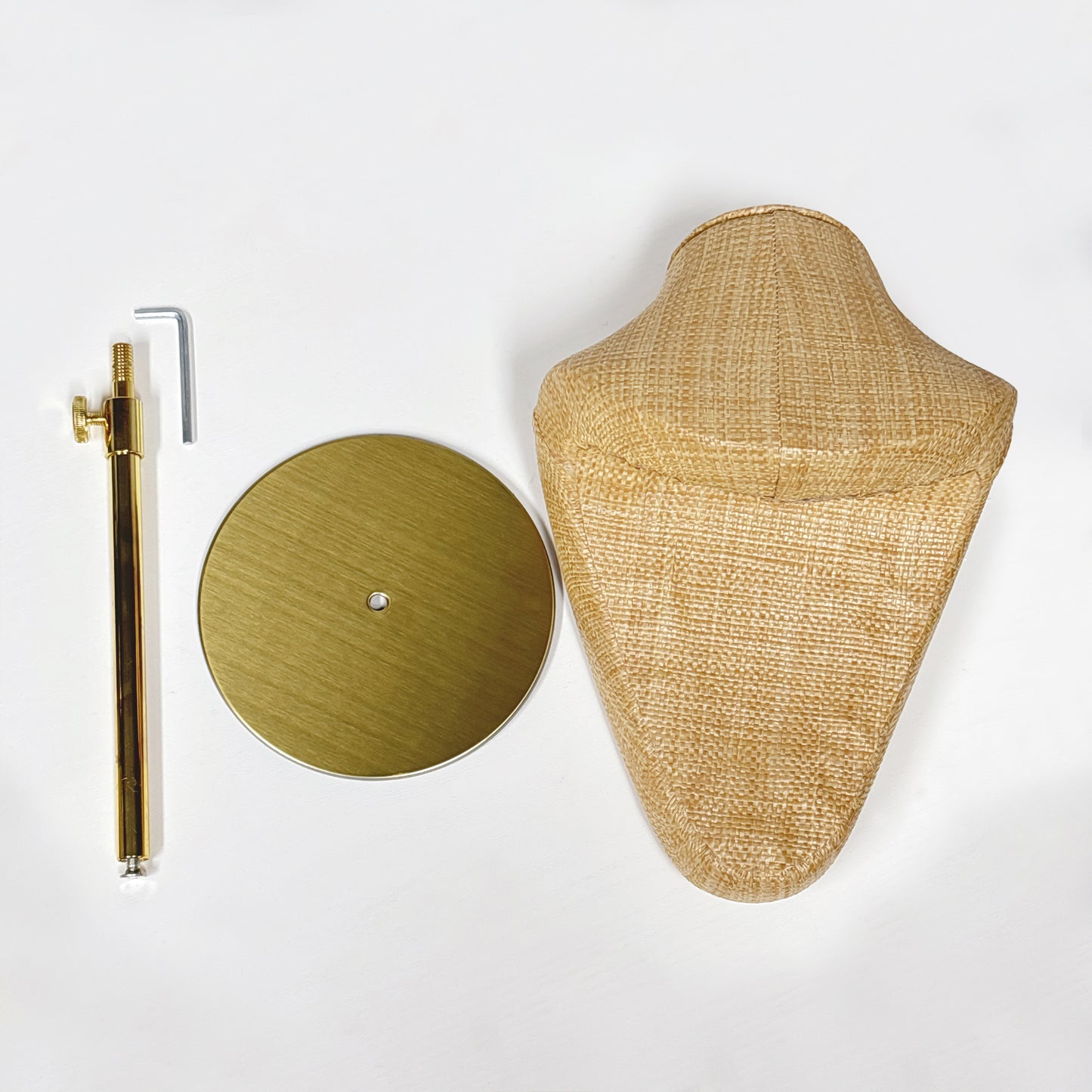 DE-LIANG Woven Rattan Necklace Bust & Hat Display Stand – For Jewelry and Hat Display