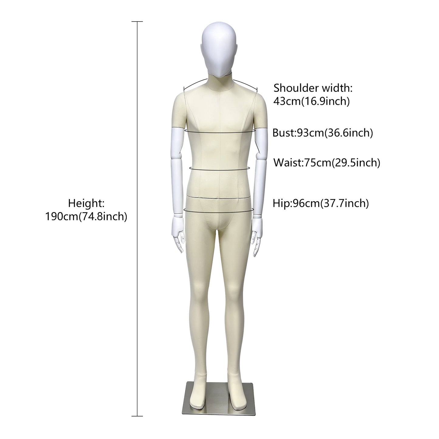 DE-LIANG Full Body Mannequin Adjustable Dress Form Retail Store Display Boutique Window