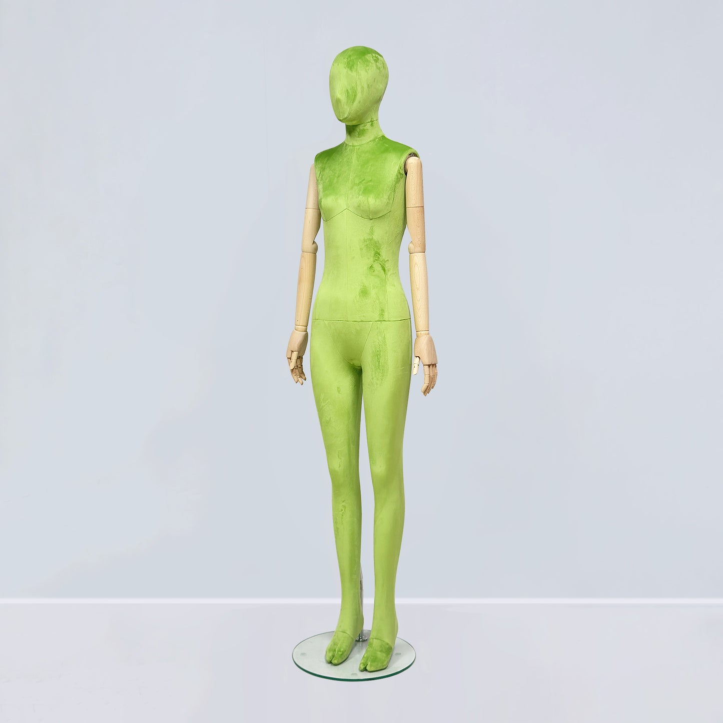 Luxury Matte Flannel Female Mannequin | Articulated Wooden Arms | DE-LIANG