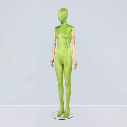 Luxury Matte Flannel Female Mannequin | Articulated Wooden Arms | DE-LIANG