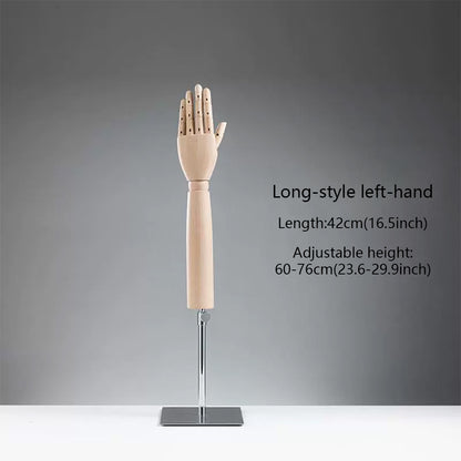 DE-LIANG Wooden Articulated Hand Mannequin with Stand – Jewelry & Bag Display Prop